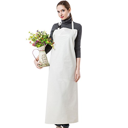 Generic White, 80cmW 120cmL : Long Apron Practical Unisex Adult Outsides Working Cleaning Apron High Quality PU Waterproof Apron White/Green/Bluee Color