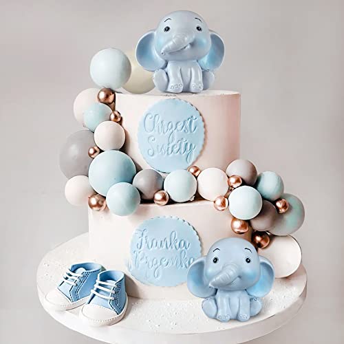 34 Pcs Elephant Cake Decoration Cute Baby Elephant Cake Decorations Jungle Animal Theme Pearl Balls Cake Picks Elephant Baby Shower Boys Birthday Party Cake Decoration #TOP8