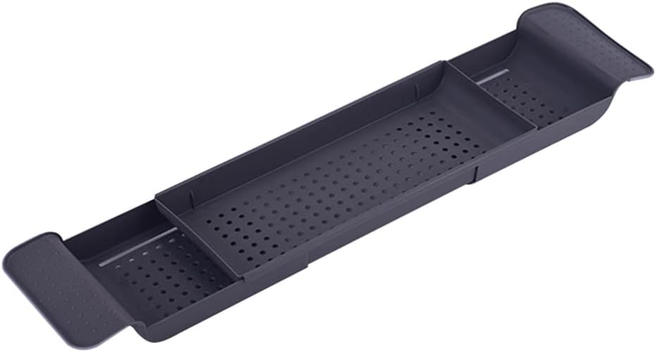 Retractable Bathtub Storage Rack Bath Tray Shelf Scalable Drain Rack Multi-Function Towel Organizer Shelf Bathroom Tools (Svart)
