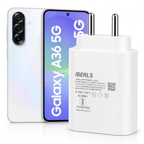 Image of 25W Pd 3A Type-C Super Fast Charging Adapter Compatible with Galaxy A36 /A57 /A37 /A07 /A56 /A17 /A26 /A06 /A35 /A55 / A16 /A15 /Tablet /Galaxy Watch- Charge Your Device with 25 Watt USB C Fast Charger- White