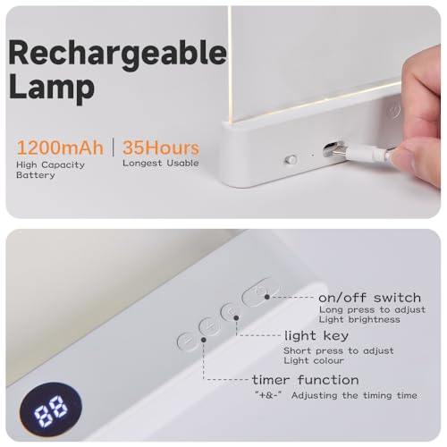 Image of AVEKI Book Light, 3 Colors Flat LED Reading Lights for Books in Bed with Memory Function, Dimming Timer Book Lamp, Rechargeable Bedside Lamps Book Lovers Gifts for Boys and Girls Women Man (Black)