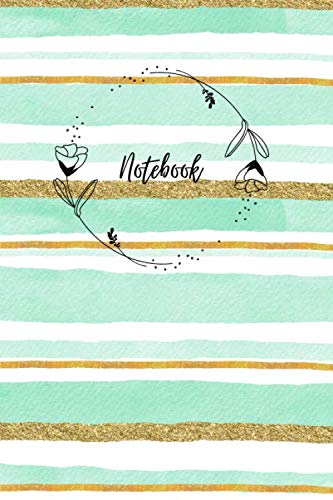 Blue and Gold Striped Basic Notebook: Stripy Nautical Notebook