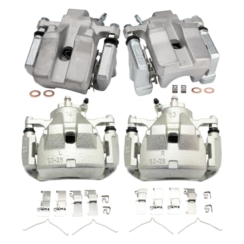 Image of TRQ Front and Rear Brake Caliper Set Zinc Coated Brackets Hardware Compatible with 2012 Toyota Avalon