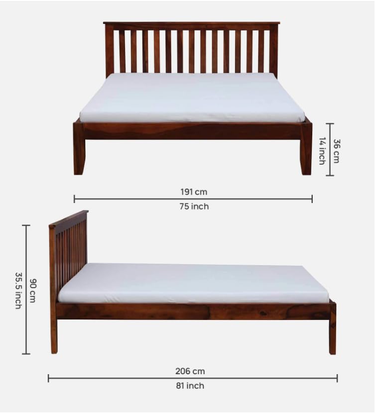 Image of Solid Sheesham Wood Bed Wooden Dreamy Nights Bed for Bedroom and Home Furniture | (Bed-1)