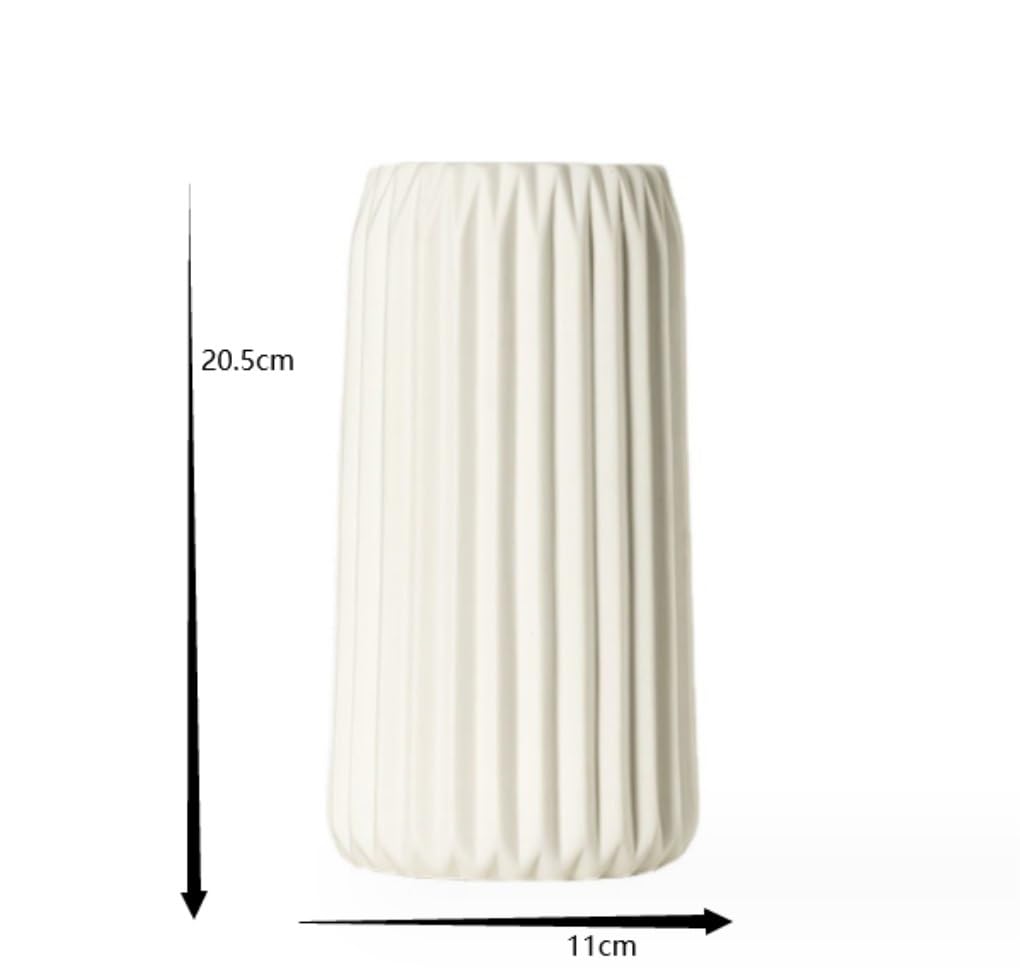 Wazon, Wazon Kwiaty Biały Ceramiczny Origami Paski Kwiatowy Minimalizm Żebrowany Dekoracja Domu Centralny Centralne Elementy Do Wazonów