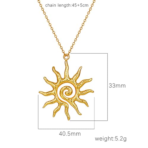 PINK TOWN Sun Necklace for Women Vintage Bohemian Spiral Sun Pendant Necklace Unique Gold Statement Sun Necklace Boho Style Jewelry3