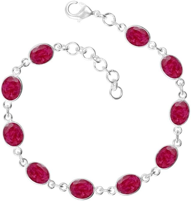 Honey SilverRuby Stone Bracelet, Silver Overlay Adjustable Bracelet For Women, bezel Cut Stone Bracelets, Link Bracelet, Handmade Jewelry, Gift For