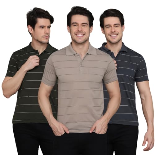 Image of INKKR Striped Polo Neck T-Shirt Dora Combo