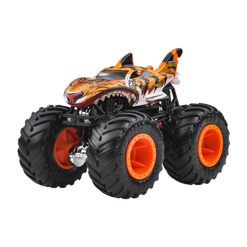 Image of Hot Wheels Tiger Shark Vs 5 Alarm Demolition Doubles Monster Trucks 2025 1:64 Scale 3+ Ages - Multicolor