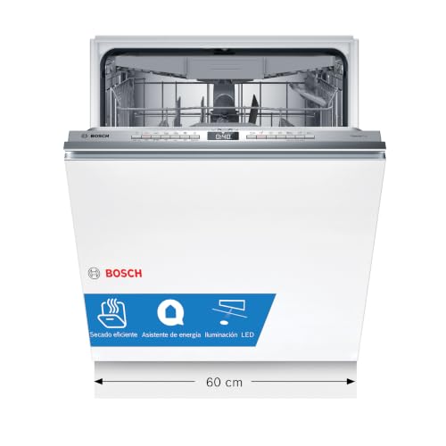 Bosch - Lavavajillas Totalmente Integrable, Serie 4, 60 cm. de ancho, 14 servicios, 3ª bandeja, Home Connect, Motor Eco Silence, Blanco, SMV4ECX28E