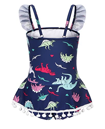 Wonderbabe Girls One Piece Swimsuits For Toddler Girls Colorful Dinosaur Swimwear Bathing Suit With Adjustable Strap Size 5-6 Years #TOP1