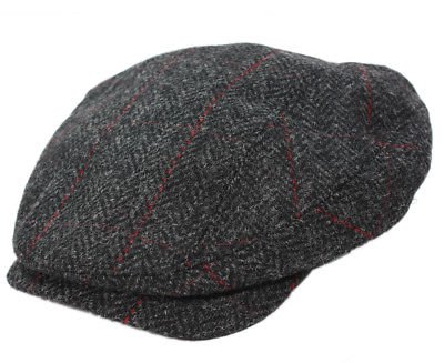Biddy Murphy Ireland Wool Hat Charcoal Herringbone Tweed Irish Made XL