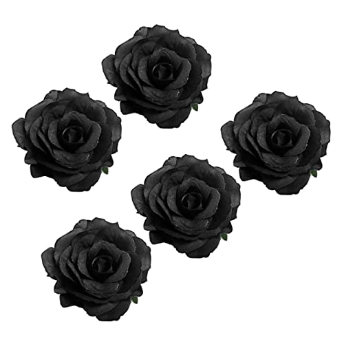 Homoyoyo Broche Rose Funéraire Pince à Cheveux Noire 5 Pièces Taille Moyenne Accessoire Funéraire Femme Cérémonie Décoration Élégante