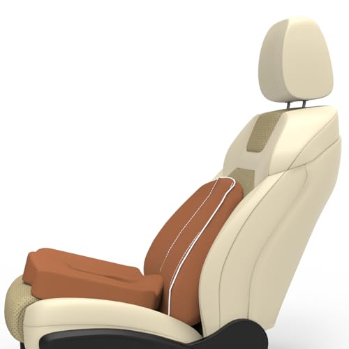 Image of Pillow Kit Memory Foam Back Support and Siting Cushion Ergonomic Adjust Sitting Position Relief Pain for Car or Office Chair. (Majestic tan, Spine Support)