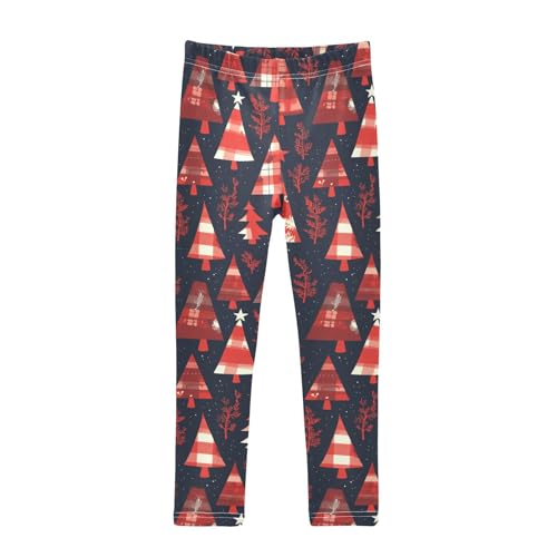Buffalo Plaid Christmas Trees Kids Girl's Active Leggings Stretch Full Length Dance Pants Sports