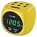 HANNLOMAX HX-702C Digital Clock with Dual Alarm and Dual USB Ports (USB-A & Type-C) for Charging (Yellow)