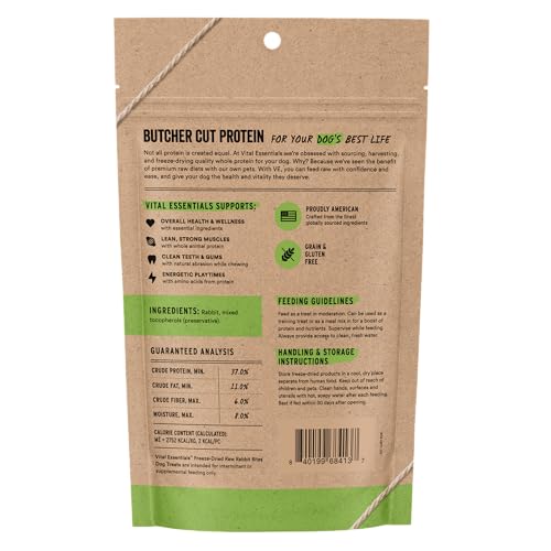 Vital Essentials Freeze Dried Dog Treats | Rabbit Bites, Single Protein | Premium Quality | Grain Free Training Treats for Dogs, 2 oz Bag - Image 3