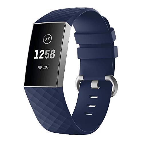 Jennyfly Pulsera de repuesto para Fitbit Charge 3 SE, correa deportiva de silicona suave a prueba de sudor, ajustable de 5.5 a 7.1 pulgadas para Fitbit Charge 4/Charge 3/3 SE, color azul oscuro