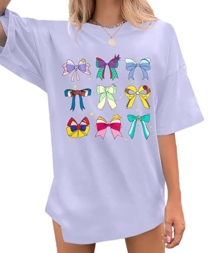 Magic Kingdom Shirts for Women Bow Shirt Coquette Aesthetic Tshirt Princess Tee Oversized Holiday Vacation Tops