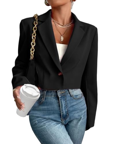 Mina Self Women's 2025 Summer Cropped Blazer Jacket Lightweight Casual Eleglant Fully-Lined Fashion Work Office Blazers