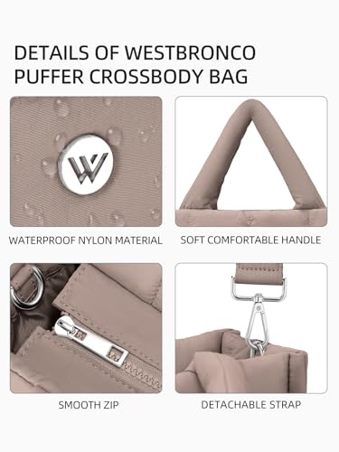 WESTBRONCO Puffer Crossbody Bags for Women Quilted Tote Bag Puffy Weekender Overnight Bag Nylon Shoulder Handbag4