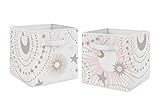 Sweet Jojo Designs Blush Pink, Gold and Grey Star and Moon Organizer Storage Bins for Celestial Collection - Set of 2