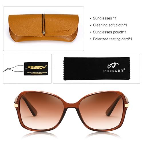 Image of FEISEDY Vintage Square Polarized Sunglasses Trendy Cateye Ladies Oval Elegant Sun Glasses for Women Men B2760