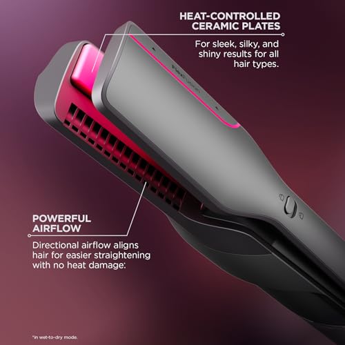 Shark FlexFusion Hair Straightener & Powerful Hair Dryer with Fusion Hair Brush, Ceramic Air Styler with Auto-Wrap Hair Curlers, Concentrator, & FrizzFighter, Ceramic Plates, Metallic Mist, HD651S image 8