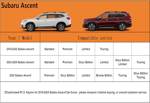 Image of Kayme 6 Layers SUV Car Cover Custom Fit for Subaru Ascent(2018-2025) Waterproof All Weather for Automobiles, Outdoor Full Cover Rain Sun UV Protection.Silver