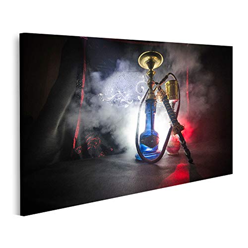 islandburner Bild Bilder auf Leinwand Hookah Heißkohle auf Shisha Schale mit schwarzem Hintergrund Stilvolles…