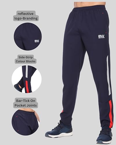 Image of Men's Ns Lycra Spandex Mixx Polyester Sports Trackpants with Both Side Zipper Pockets