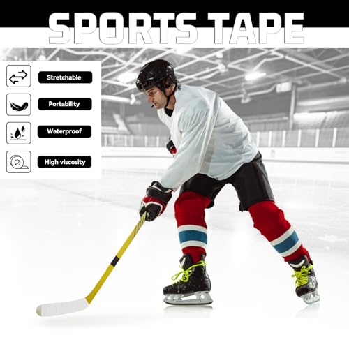 LBING Schläger Tape Hockeyschläger Tape 25M Rutsch Griffband Sporttape Eishockey Griffband Schlägertape Mit 1 Stück Schere (Weiß)