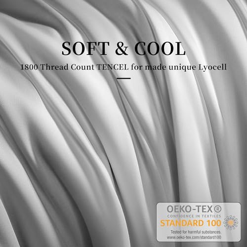 Image of LIANLAM Luxury 100% Organic Tencel Cooling Sheets Queen Size, Expertly Crafted from Austrian Eucalyptus, Silky Soft Lyocell Sheets with 6 inch-18 inch Deep Pocket, Hypoallergenic Bed Sheet Set(Queen, White