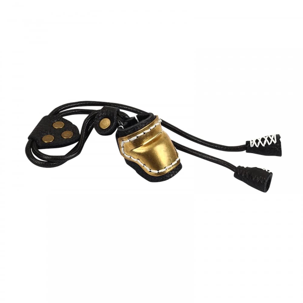 DONGKER Archery Thumb Ring, Archery Finger Tabs PU Leather Thumb Guard Ring with Rope for Traditional Bow Shooting