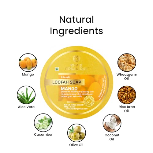 Image of Khadi Organique Mango Loofah Soap For Face Skin & Body - 125Gm