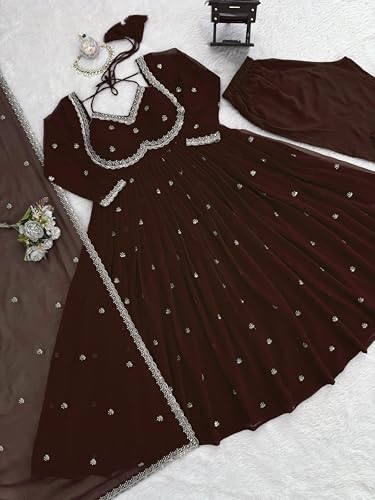 Image of Beautiful Embroidered Anarkali Gown for Women ||Festive Outfit with Intricate Detailing