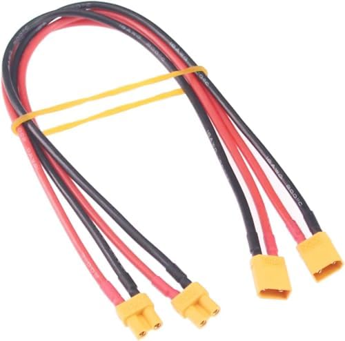 Maihuijia 2pcs XT30 Male Plug Connector to XT30 Female Plug Connector with 30cm Silicone Cable 16AWG (XT30)