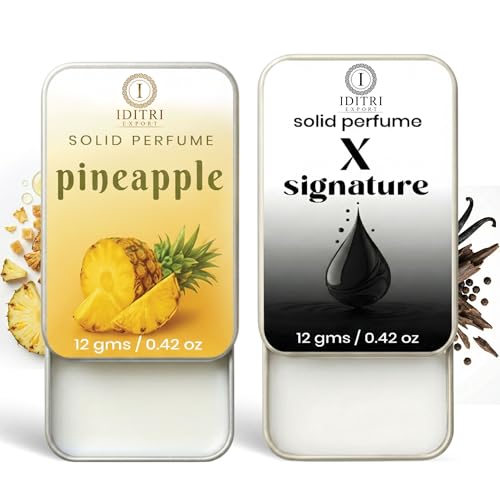 Image of IDITRI EXPORT Solid Perfume |x signature&pineapple Alcohol Free Wax Perfume Balm, Long Lasting | Pocket Tin 12g, Pack Of 2| Non Greasy Smooth Glide, Travel Friendly Unisex Gifts He Or Her