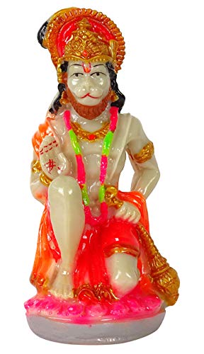 IBA Indianbeautifulart Seigneur Hanuman Artisanal Marbre Poly Statue 13 Cm Idole pour Tableau De Bord De Voiture Figurines Bureau Table Décor Cover