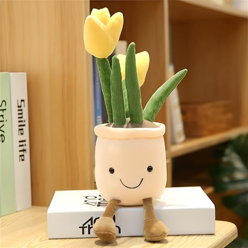 Image of Tickles Tulip Flower Pot Soft Stuffed Plush Pillow Toy for Kids Boys & Girls Birthday Gifts (Size: 30 cm Color: May Vary)