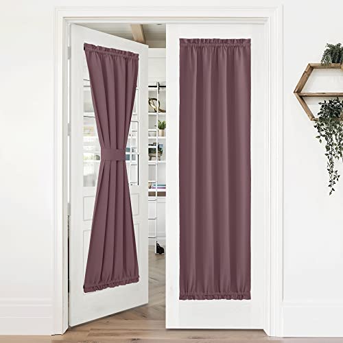 NICETOWN Door Curtains for Window, Thermal Room Darkending Shades for French Door, Rod Pocket Blackout Curtains for Kitchen, 36" Wide x 72" Long, Dry