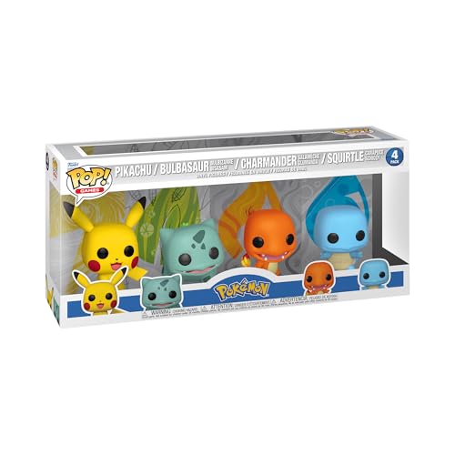 Funko POP! Games: Pokemon - Starters - 4 Pack - Pikachu - Squirtle - Charmander - Bulbasaur- Vinyl-Sammelfigur - Geschenkidee - Offizielle Handelswaren - Spielzeug Für Kinder und Erwachsene