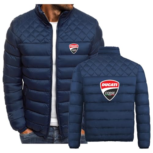 SIDHU Chaquetas de Hombre para Duca-TI, Abrigo de algodón Plegable, Ligero y Aislado, con Cremallera Completa, cálido, Corto, Acolchado, para Correr y Viajar,Navy-XL