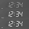 mooas 3D Pure Slim M LED Clock, Multi-Function LED Digital Clock (Calendar, Alarm, Temperature) (11.8 Slim M White Wall Clock with Remote Control)