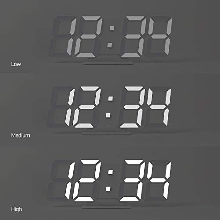 mooas 3D Pure Slim M LED Clock, Multi-Function LED Digital Clock (Calendar, Alarm, Temperature) (11.8 Slim M White Wall Clock with Remote Control)