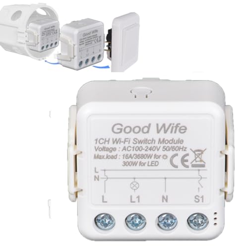 Interruttore WiFi 16A, smart life APP Controllo mini modulo relè, fai da te per elettrodomestici con telecomando Smart Life, compatibile con Alexa Google Home, controllo a 1 o 2 vie, (1)