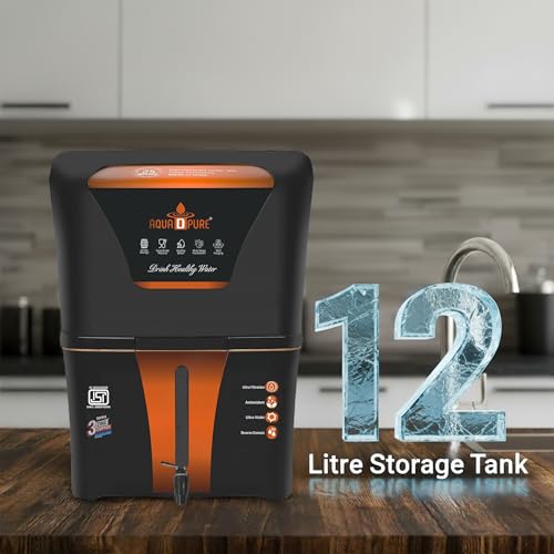 Image of AQUA D PURE Zinc + Copper + Mineral RO+UV+UF 10 to 12 Litre RO + UV + TDS ADJUSTER Water Purifier with Copper Charge Technology black & copper Best For Home and Office