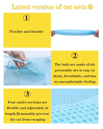 Image of Cat Bathing Bag & Nail Clipper for Bathing Set, Cat Shower Bag Anti Scratch or Bite Breathable Adjustable Mesh Grooming Washing Bag, Includes Pet Nail Clipper & File for Cats Washing