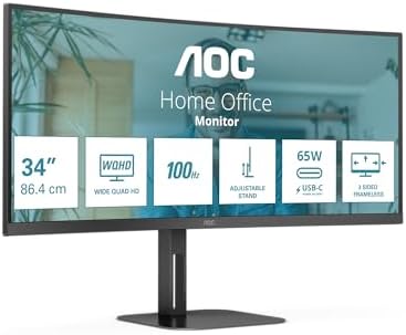 AOC 34 Zoll WQHD Curved Monitor - 100Hz, USB-C 65W, Höhenverstellbar