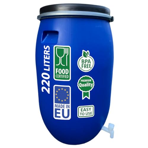 AGROHIT Regentonne 220 l, Weithalsfass aus Kunststoff, Kunststoffbehälter zur Aufbewahrung von...